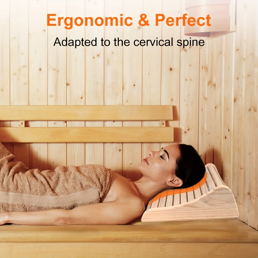 Pine Wood Sauna Headrest Ergonomic Spa Pillow Set-2