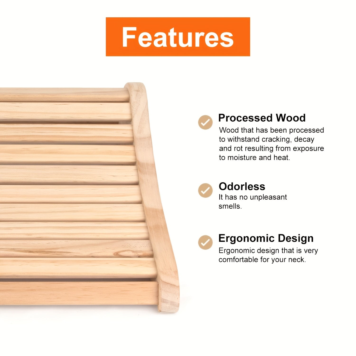 Pine Wood Sauna Headrest Ergonomic Spa Pillow Set-4
